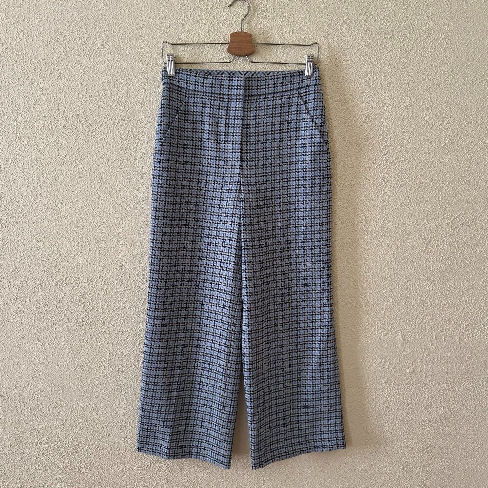 Veronica Beard Brixton Wide Leg Pants in Blue Houndstooth 4